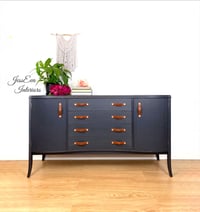 Image 1 of Vintage Mid Century Modern Retro Dark Grey Strongbow SIDEBOARD  / TV STAND / CABINET WITH DRAWERS 