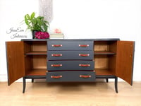 Image 4 of Vintage Mid Century Modern Retro Dark Grey Strongbow SIDEBOARD  / TV STAND / CABINET WITH DRAWERS 