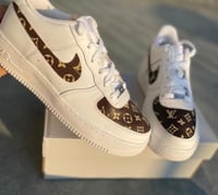 Image 1 of Brown and Beige LV Custom Airforces