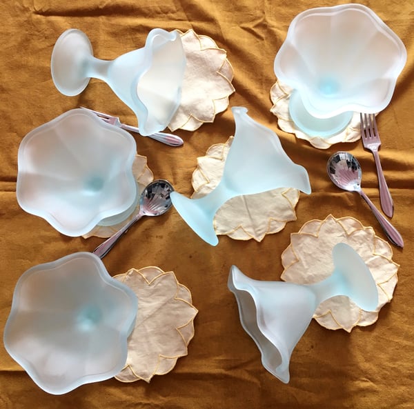 Image of  Ice blue frosted dessert set 
