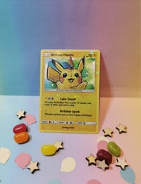 Image 2 of Pikachu birthday celebration trading card - made to order 