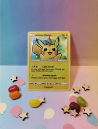 Image 3 of Pikachu birthday celebration trading card - made to order 