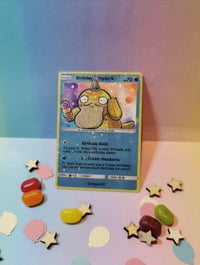 Image 3 of Psyduck birthday celebration trading card - made to order