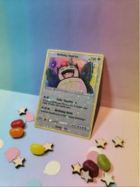 Image 1 of Snorlax birthday celebration trading card - made to order 