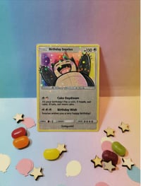 Image 3 of Snorlax birthday celebration trading card - made to order 