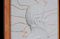 Image 5 of 'Low' White/Orange Ceramic Wall Panel  (Framed)