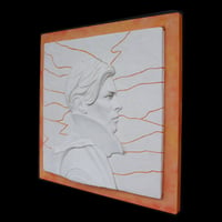 Image 2 of 'Low' White/Orange Ceramic Wall Panel  (Framed)