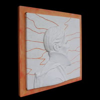 Image 3 of 'Low' White/Orange Ceramic Wall Panel  (Framed)