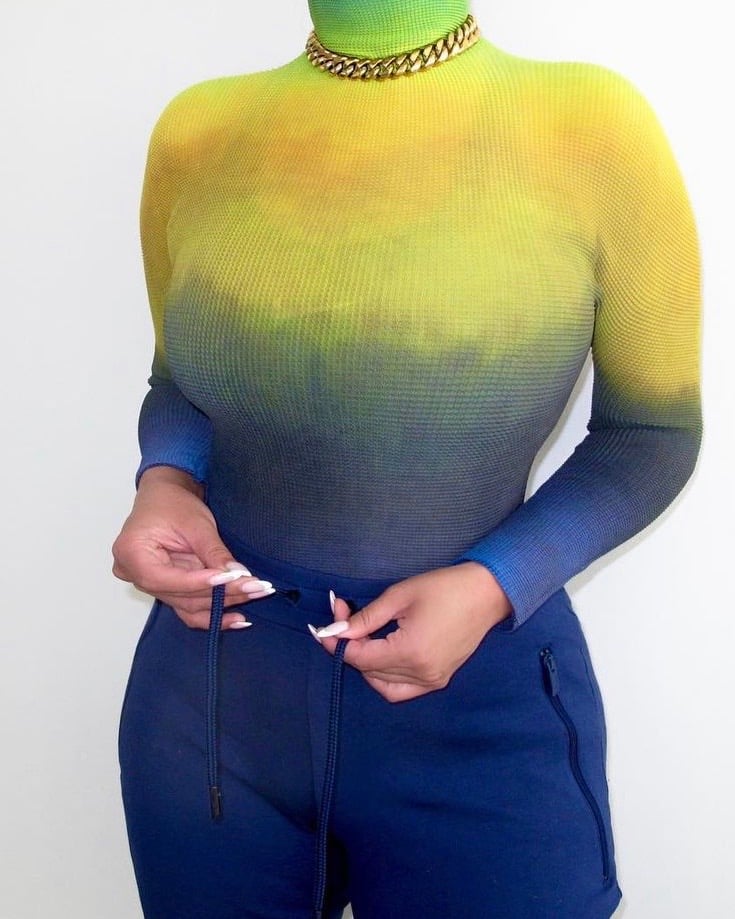 Image of OMBRE TIE-DYE CRINKLE TURTLENECK TOP (OS)
