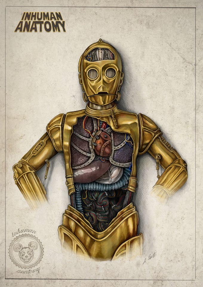 Image of INHUMAN ANATOMY- C-3PO - limited edition of 40 Giclèe print on fine art canvas