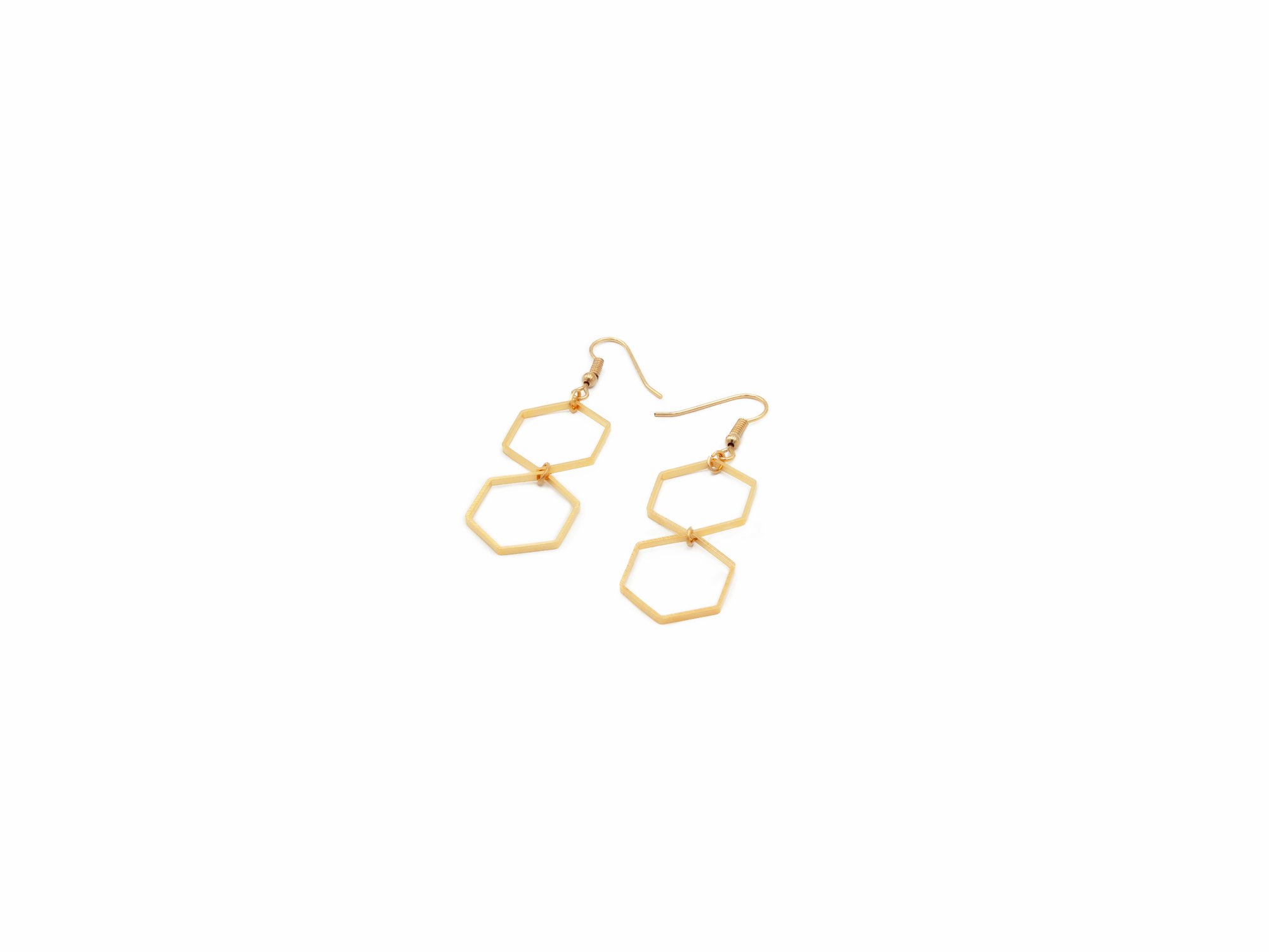 Earring Post Tag Mini Hexagon Single HoleAntique Gold - Nunn Design
