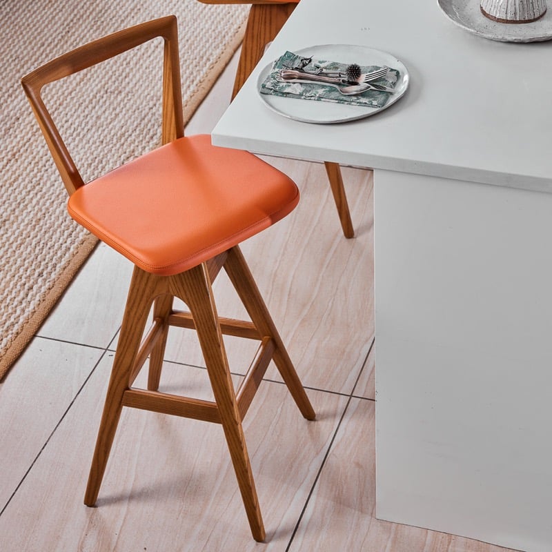 TH Brown Danish Bar Stool Teak Ash Timber Alfie and Audrey