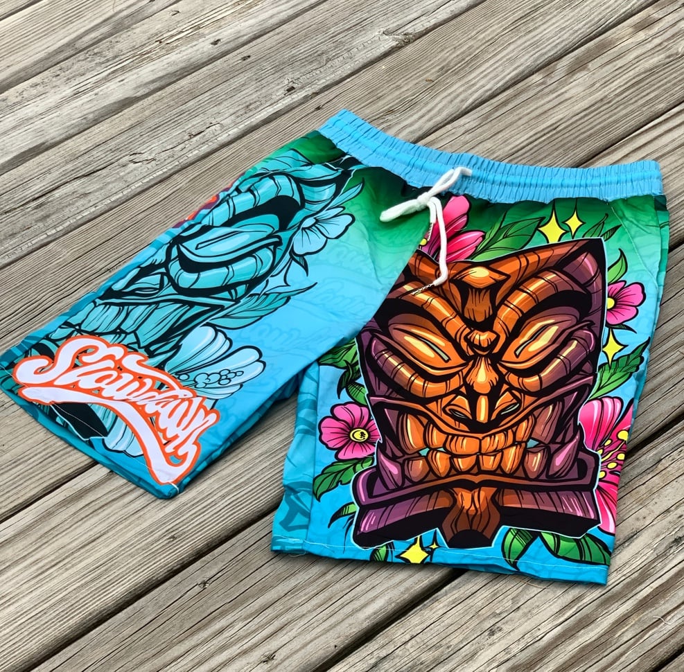 Mens Tiki Swim Shorts