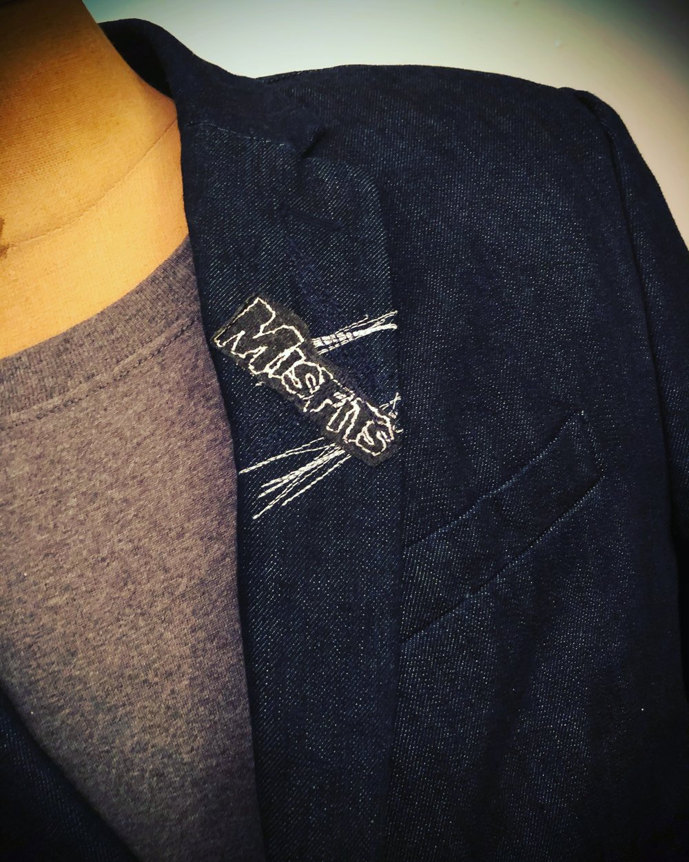 Misfits UPcycled slim fit denim suit jacket