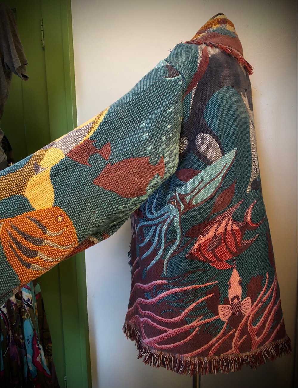 Oceania custom made fringe tapestry jacket