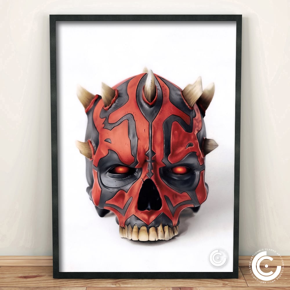 Image of Darth Maul Skull Limited Edition Print A3 Size