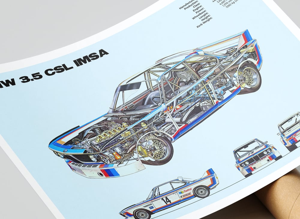 BMW 3.5 CSL IMSA - Classic Racing Sport Car Poster