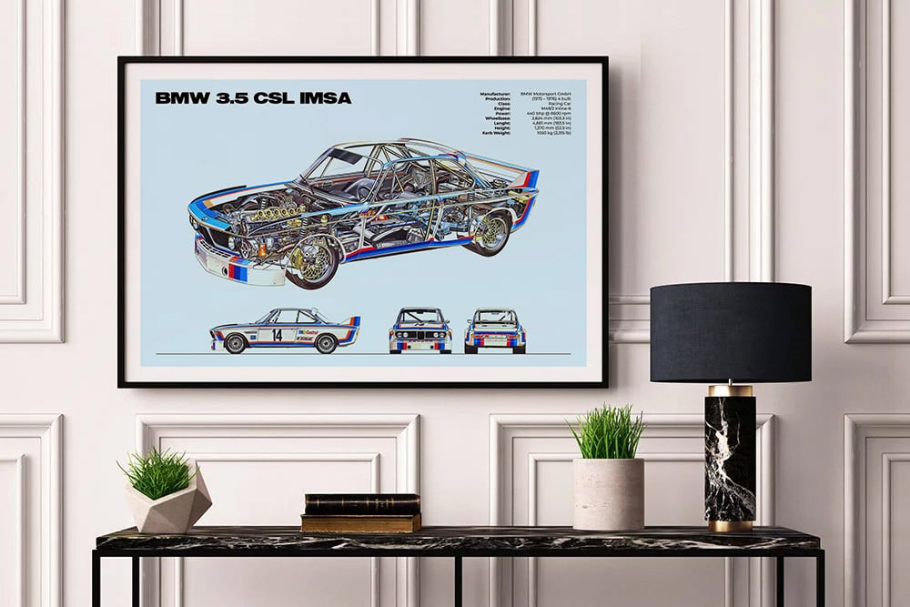 BMW 3.5 CSL IMSA - Classic Racing Sport Car Poster
