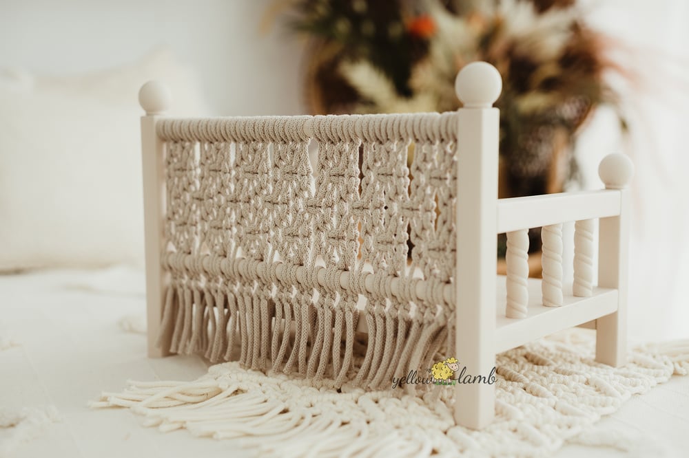 Image of « bench with light beige macrame - custom order »