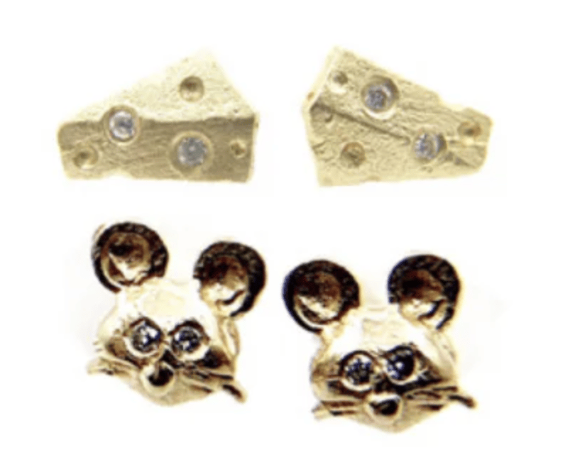 Image of 14 kt and Diamond Mice OR Cheese Studs