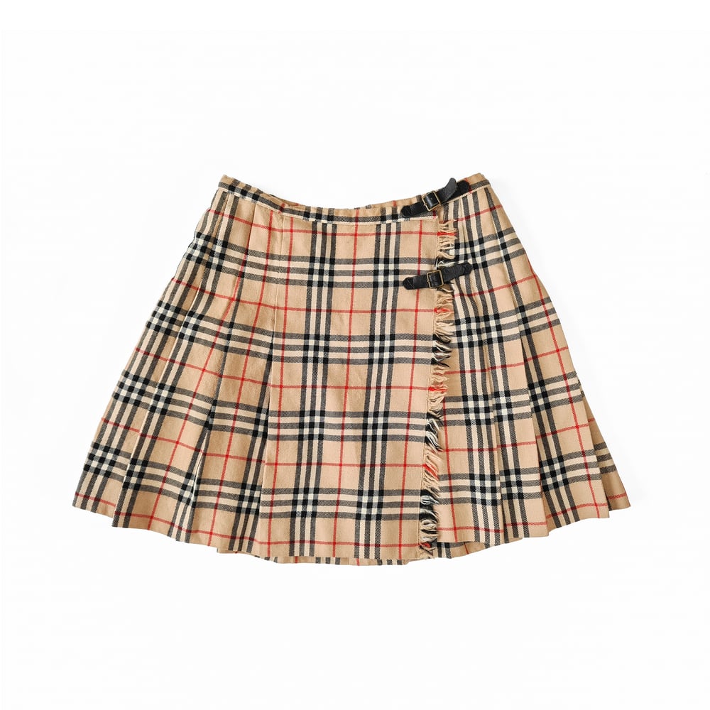 Image of Burberry Nova Check Pleated Kilt Skirt