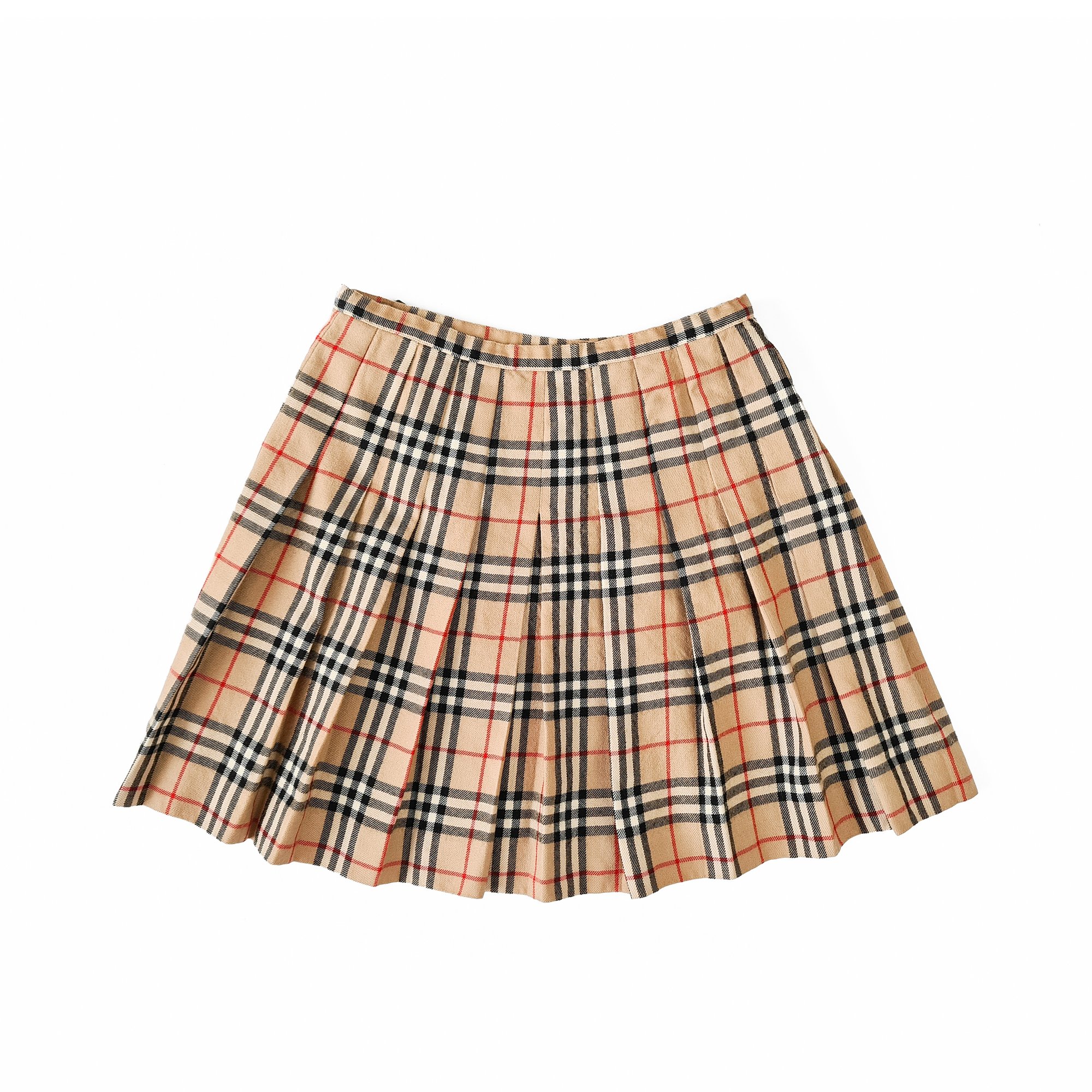 Image of Burberry Nova Check Pleated Kilt Skirt