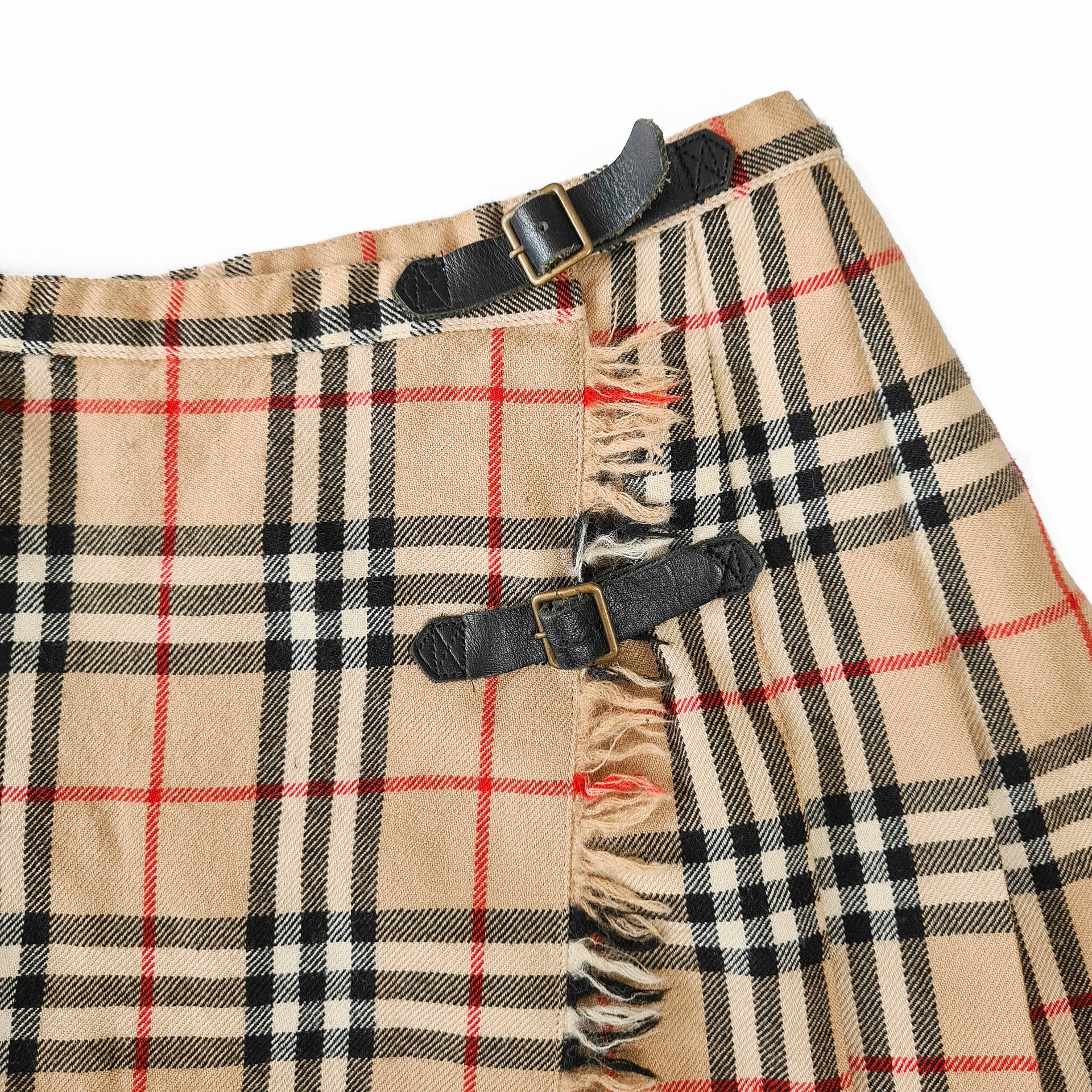 Image of Burberry Nova Check Pleated Kilt Skirt