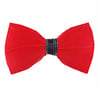 Handmade Red-Feather Bow Tie w/FREE Lapel Pin set