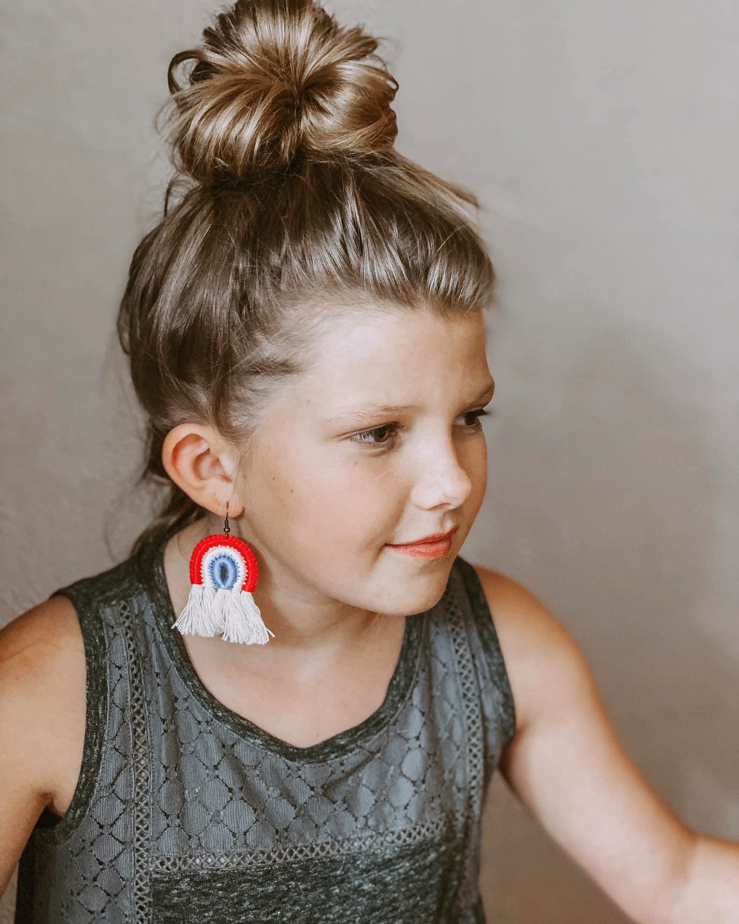 Image of Red, White and Blue Rainbow Earrings 