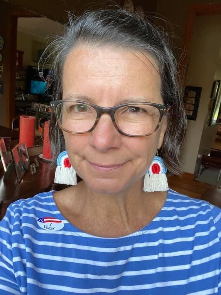 Image of Red, White and Blue Rainbow Earrings 