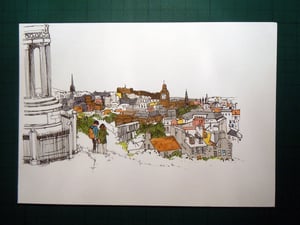Image of original drawing of calton hill in edinburgh