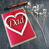 Father's Day Card - Dad Heart with woodcut keepsake