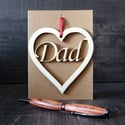 Father's Day Card - Dad Heart with woodcut keepsake