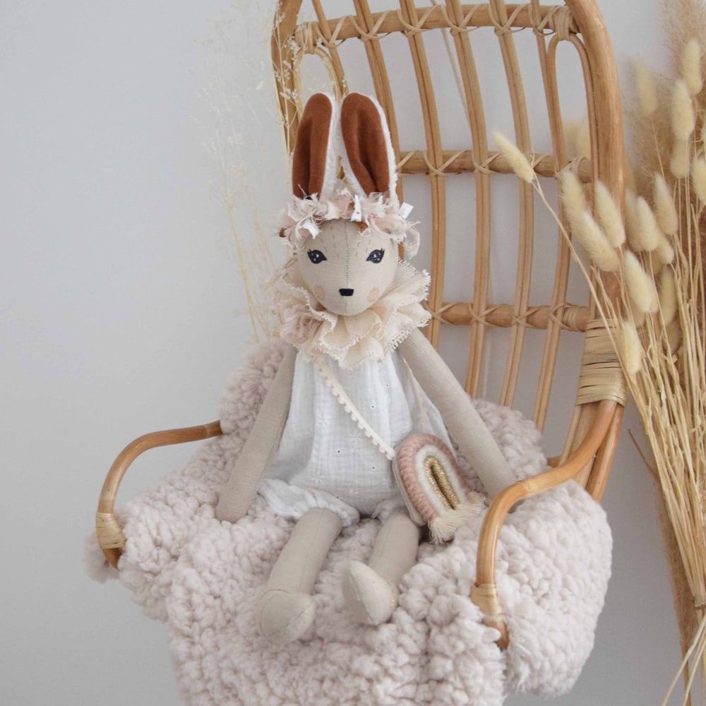 Image of Maxi lapinette sable barboteuse gaze de coton étoile