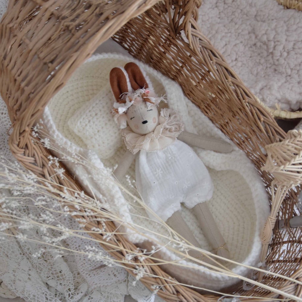 Image of Mini lapinette Zéline barboteuse gaze de coton étoile
