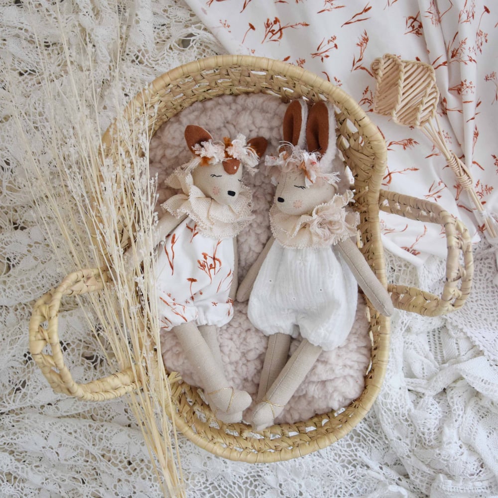Image of Mini lapinette Zéline barboteuse gaze de coton étoile
