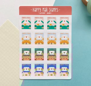 Image of Happy Mail Stamps Sticker Sheet