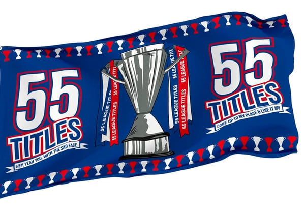 Image of 55 Titles Champions flag for Rangers fans.
