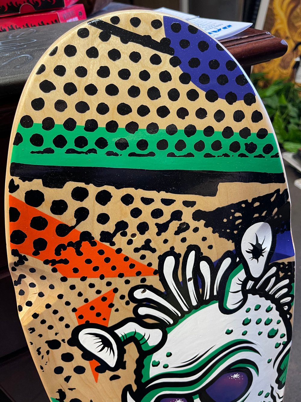 "OG Greedo" original artwork on skate deck