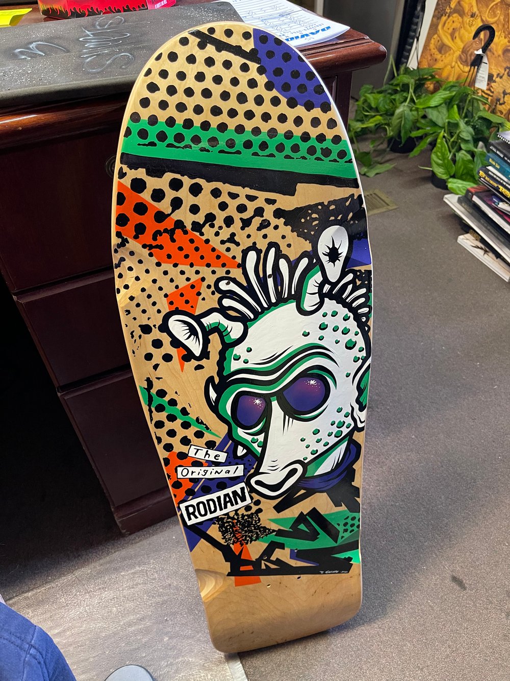"OG Greedo" original artwork on skate deck