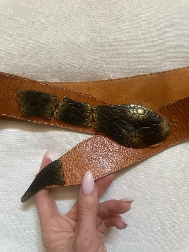 70s leather and metal SNAKE belt 