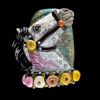 Image 1 of XXXL. Spring Fling Carousel Horse - Flamework Glass Sculpture Bead