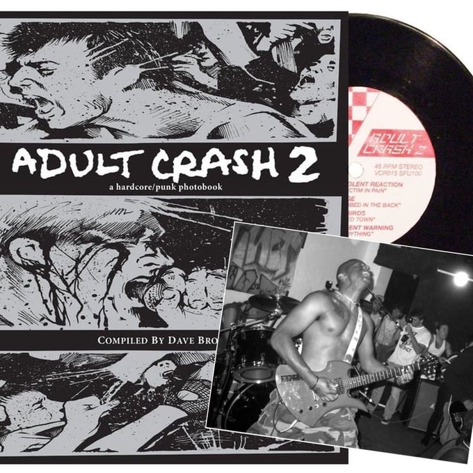 Image of ADULT CRASH 2 hc/punk photobook w/7" and bonus GUT INSTINCT 4"x6" print!