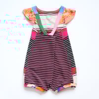 Image 3 of vintage fabric flower 2/3 2T 3T romper courtneycourtney playsuit flutter sleeve shortalls shortsuit