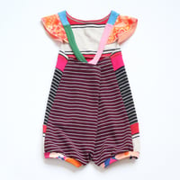 Image 3 of vintage fabric flower 2/3 2T 3T romper courtneycourtney playsuit flutter sleeve shortalls shortsuit