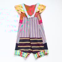 Image 4 of vintage fabric stripe 5/6 pieced romper courtneycourtney patchwork shortalls shorts suit