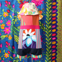 Image 5 of vintage fabric stripe 5/6 pieced romper courtneycourtney patchwork shortalls shorts suit