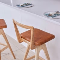 Image 1 of TH Brown Danish Swivel Stool Clear Ash Timber 