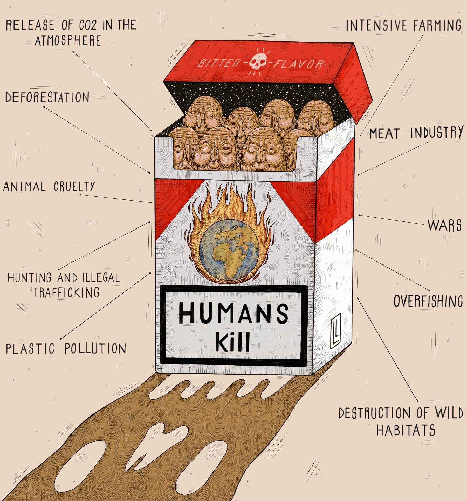 Humans Kill Luca Ledda Art