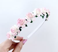 Image 1 of Pink and white Boho flower crown